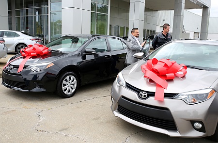 Gulf States Toyota Workforce Development Manager Robert Trevino, at left, and East Mississippi Community College Automotive Technology Program lead instructor Dale Henry look over two Toyota Corollas Carl Hogan Toyota in Columbus donated to EMCC. Gulf States Toyota Workforce Development Manager Robert Trevino, at left, and East Mississippi Community College Automotive Technology Program lead instructor Dale Henry look over two Toyota Corollas Carl Hogan Toyota in Columbus donated to EMCC.